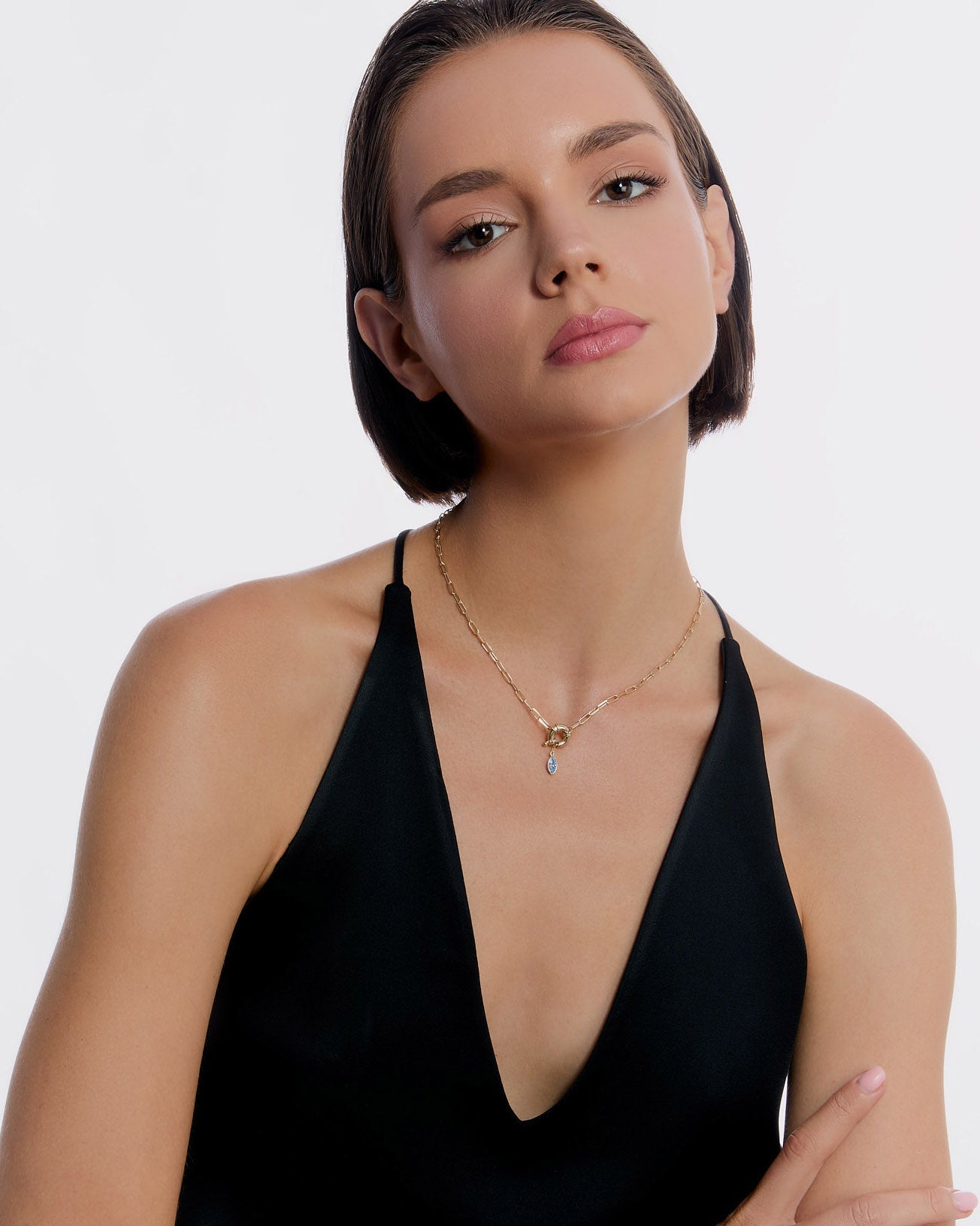 Elegant Birthstone Link Chain Necklace with Dainty Charm