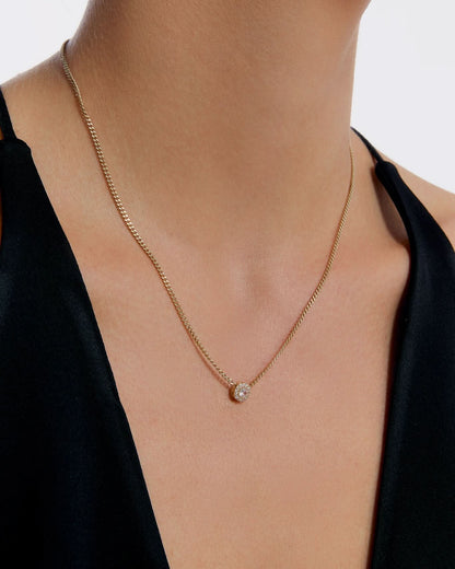 Birthstone Round Halo Pendant Necklace - Handmade Jewelry