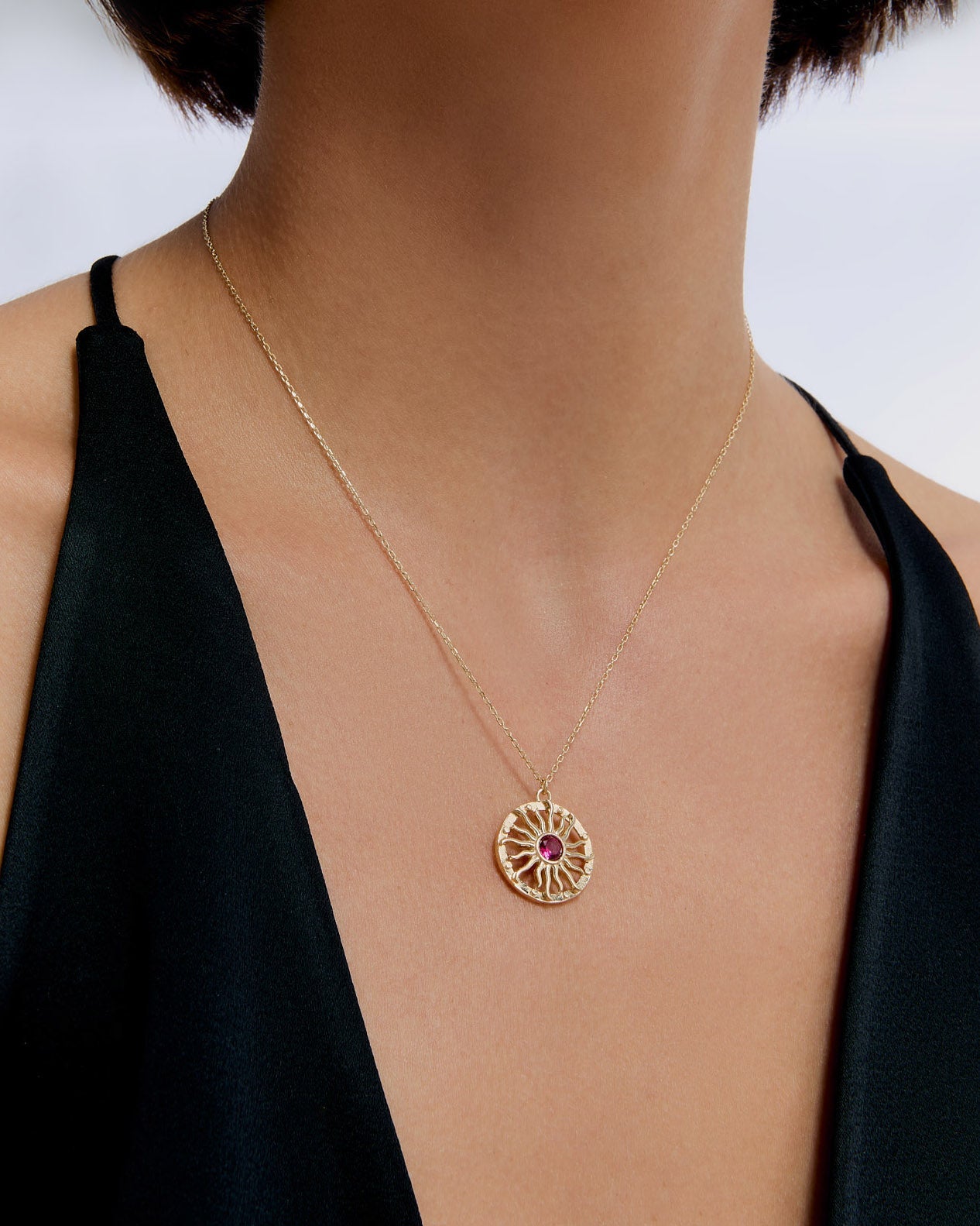 Dainty Birthstone Bohemian Sunburst Necklace