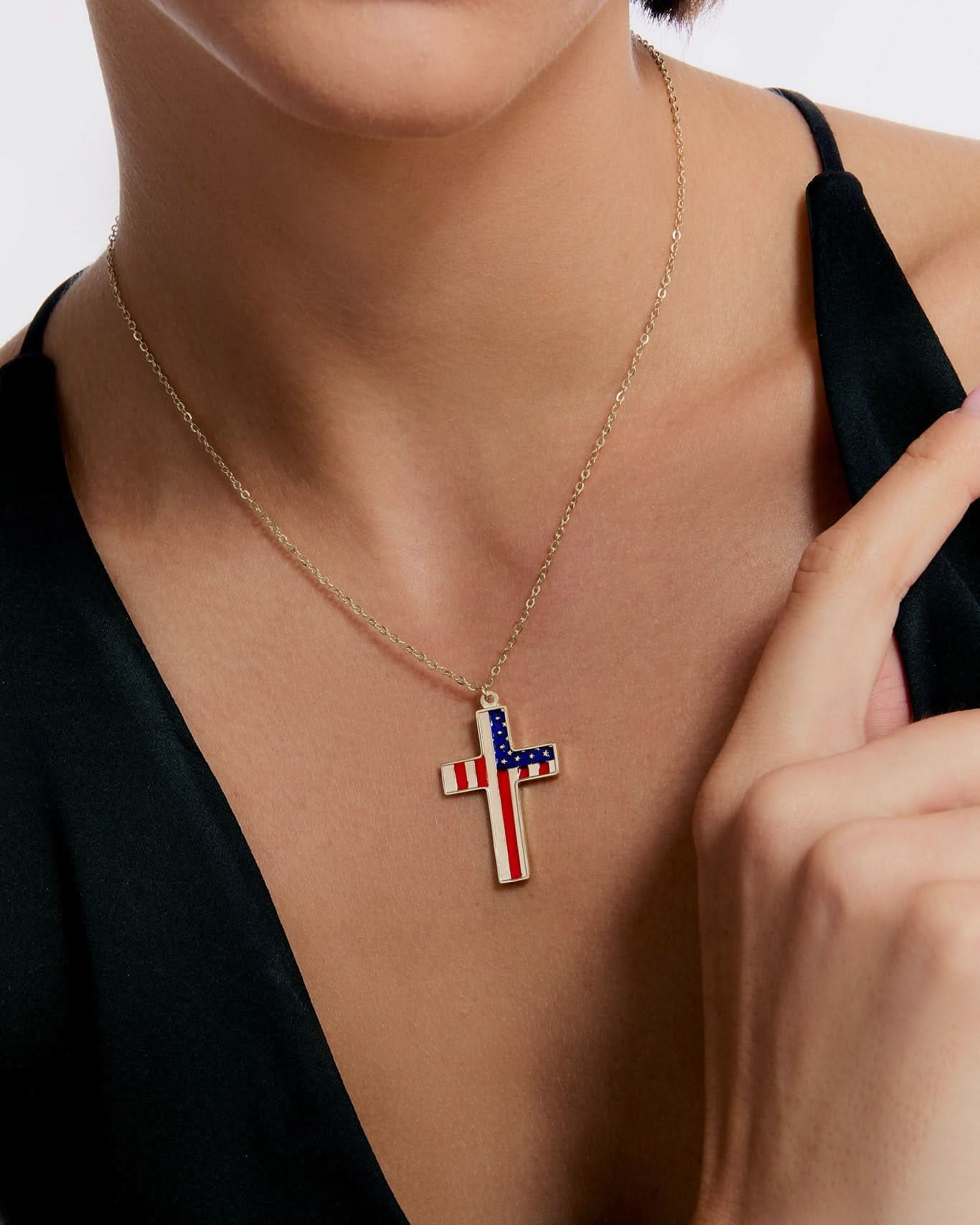 American Flag Cross Necklace - Jewelry Handcrafts