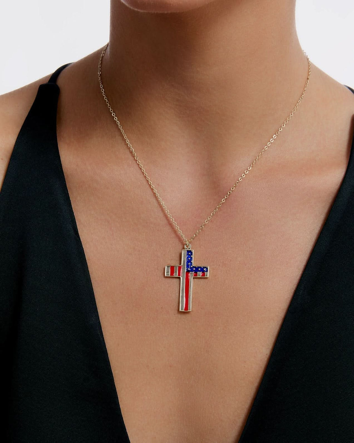 American Flag Cross Necklace - Jewelry Handcrafts