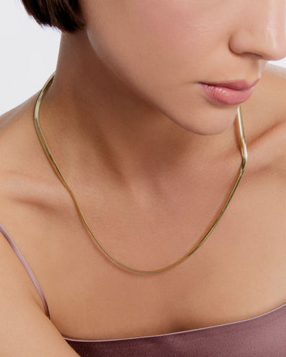 Elegant Herringbone Chain Necklace - Italian Chain