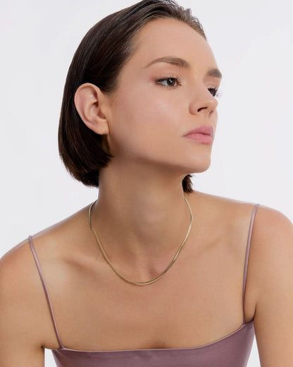 Elegant Herringbone Chain Necklace - Italian Chain