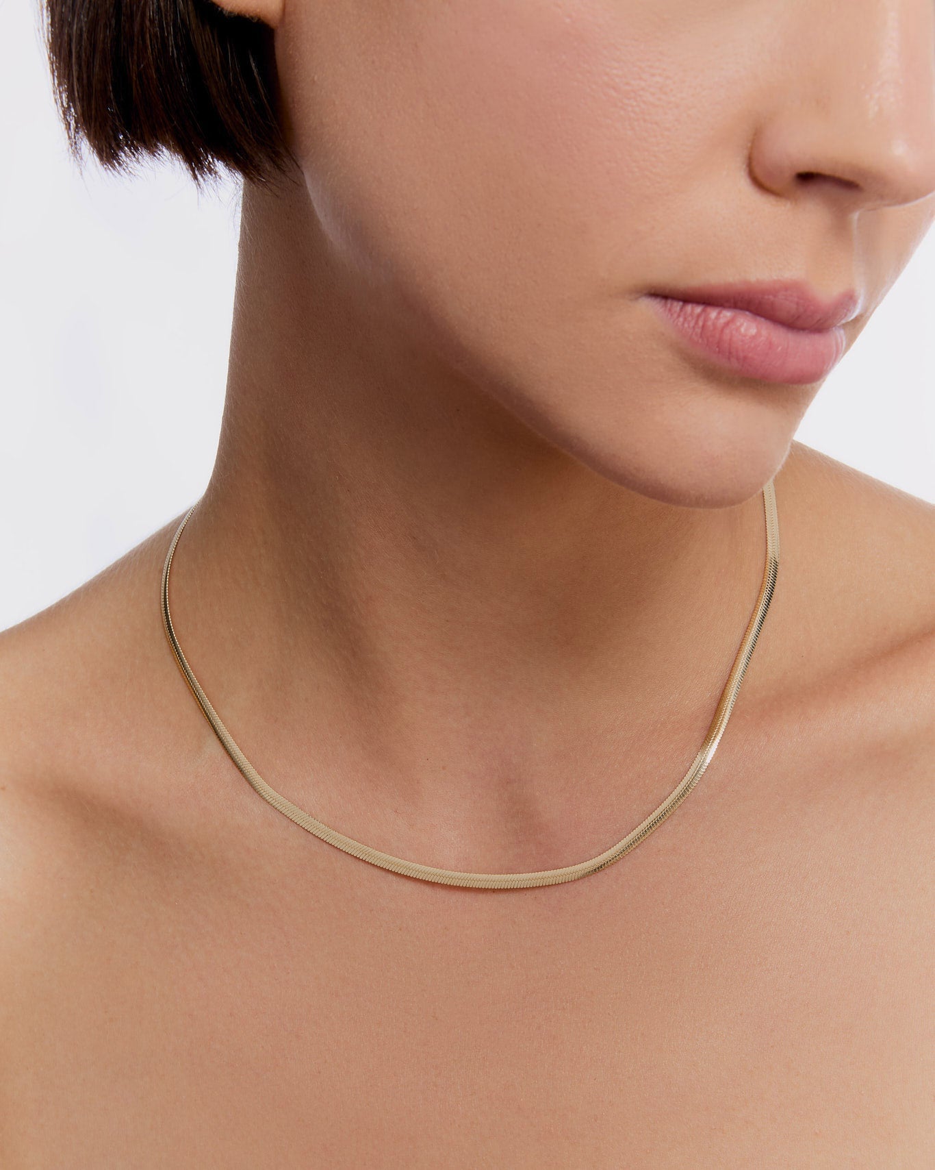 Elegant Herringbone Chain Necklace - Italian Chain
