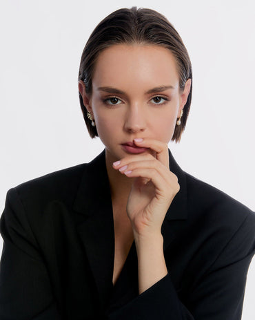 Elegant Gold Shell-Inspired Pearl Earrings Pearl Earrings