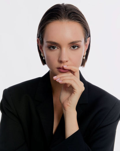 Elegant Gold Shell-Inspired Pearl Earrings Pearl Earrings