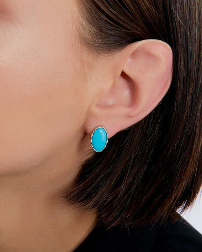 Turquoise Oval Clip-On Earrings - Turquoise Jewelry