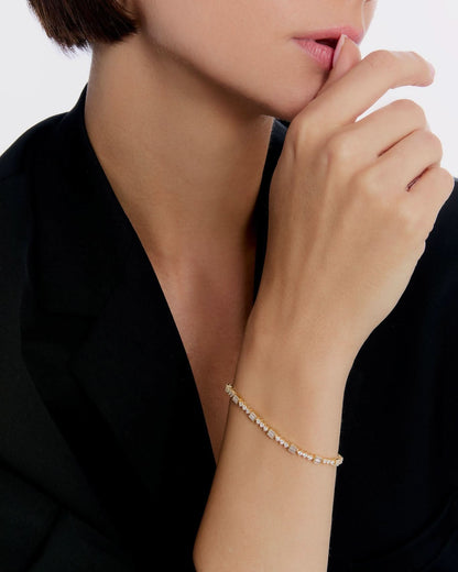 Baguette Stone Detail Tennis Bracelet - Rose Gold Vermeil