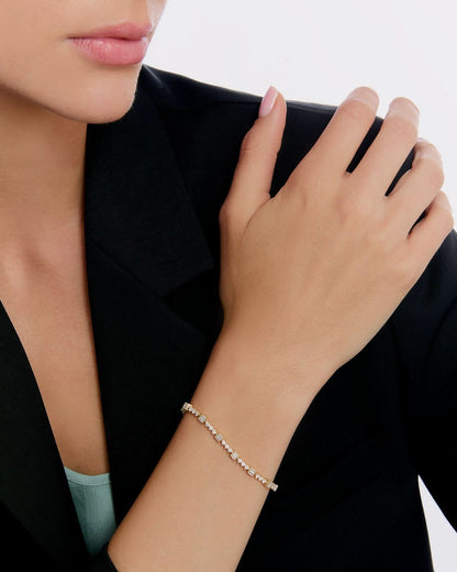 Baguette Stone Detail Tennis Bracelet - 18k Gold Vermeil