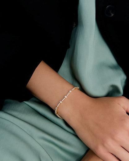 Baguette Stone Detail Tennis Bracelet - 18k Gold Vermeil