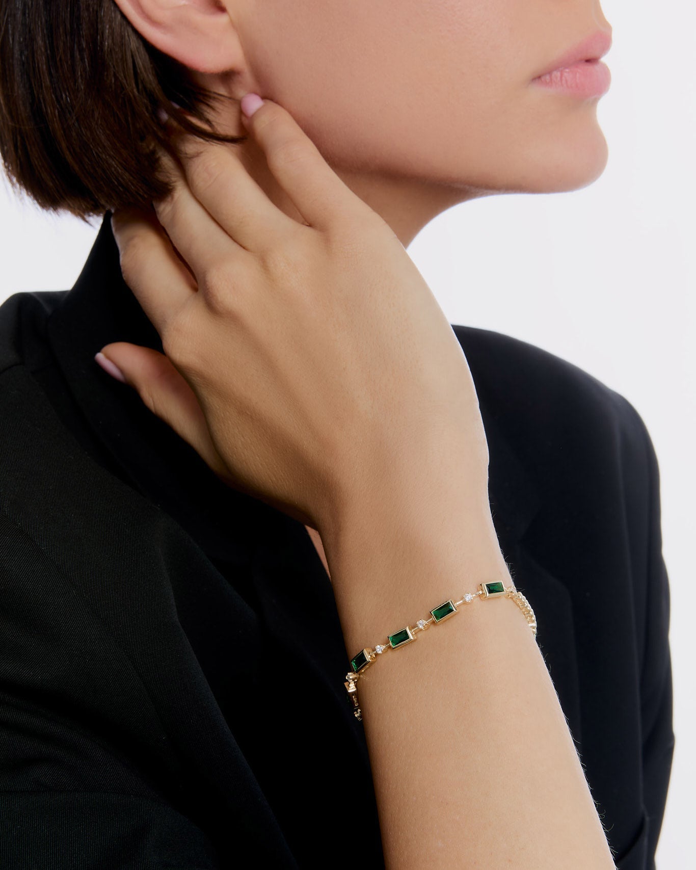 Emerald Accents Tennis Bracelet - Tennis Jewelry