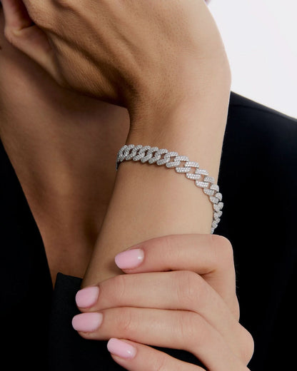 Gemstone Cuban Link Bracelet - 925k Sterling Silver