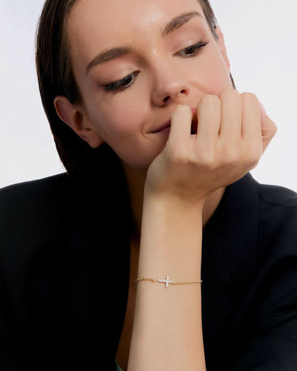 Dainty Gemstone Cross Bracelet - Cross Jewelry