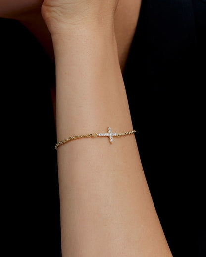 Dainty Gemstone Cross Bracelet - Cross Jewelry