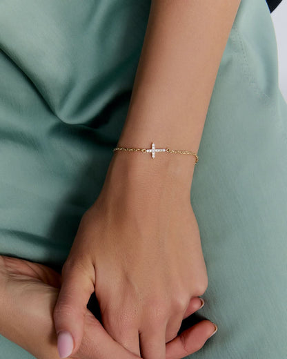 Dainty Gemstone Cross Bracelet - Cross Jewelry