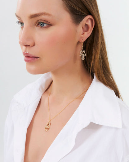 CZ Hamsa Hand Earrings, Dangle Jewelry