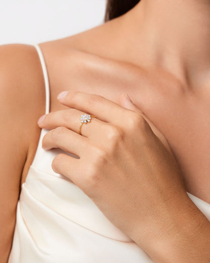 Sparkling Flower Design Ring - Flower Jewelry