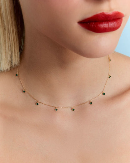 Birthstone Elegant Spaced Emerald Necklace
