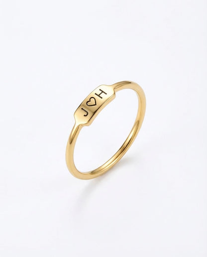 Personalized Gold Initial Ring - Custom Engraved Jewelry Gift