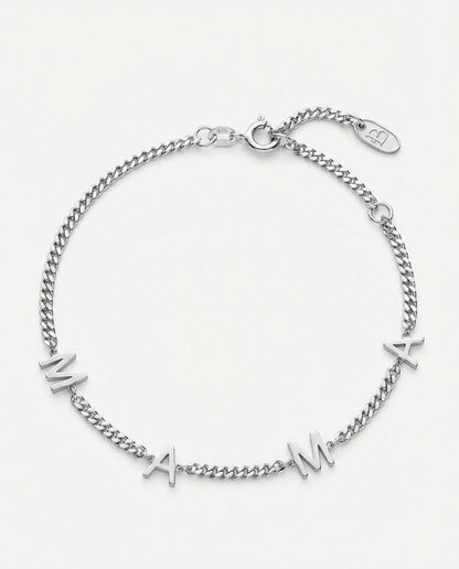 MAMA Letter Bracelet with Curb Chain - Mother Jewelry