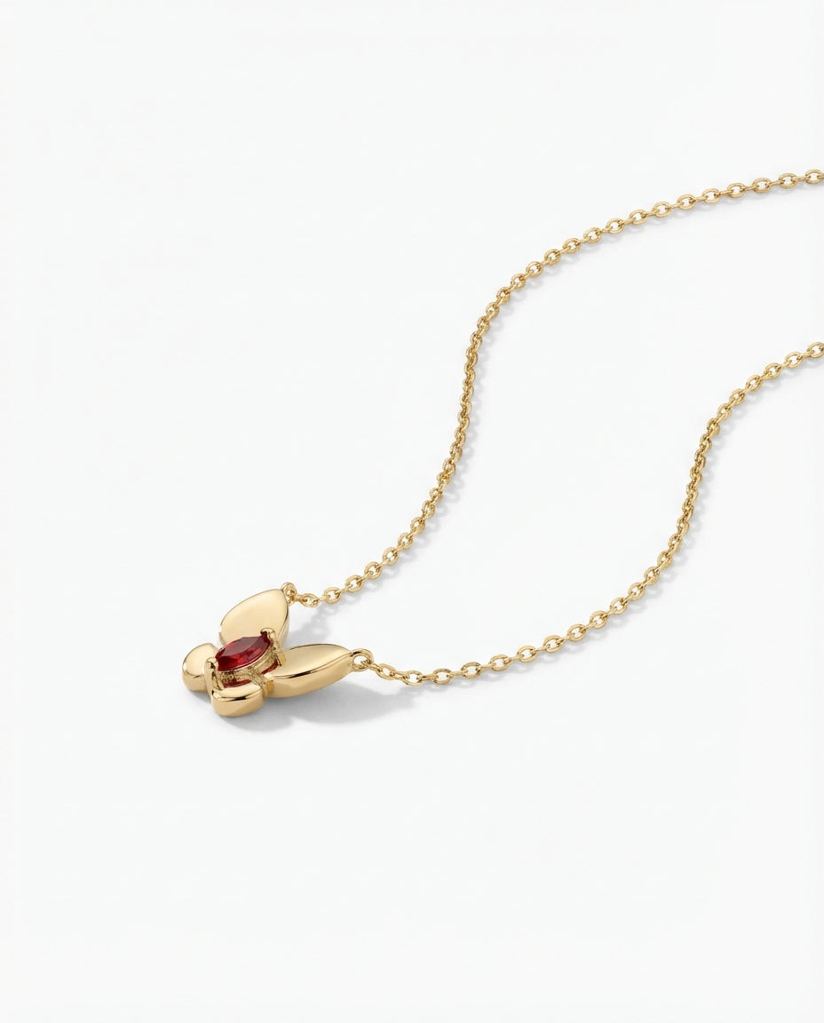 Butterfly Pendant Necklace with Birthstone