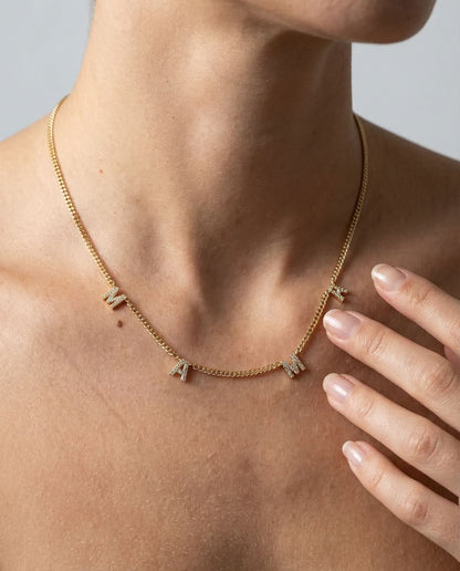 MAMA Letter Necklace with Curb Chain - Initial Jewelry