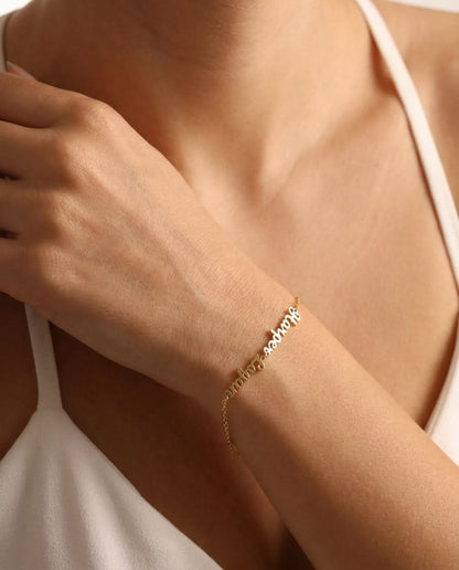 Two Name Bracelet - Personalized Double Name Jewelry - Custom Gift for Her