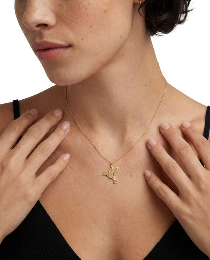 Minimal Mockingbird Necklace, Lucky Talisman - Dainty Jewelry