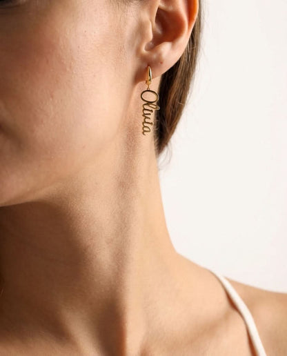 Custom Name Earrings, Personalized Gold Drop Earrings