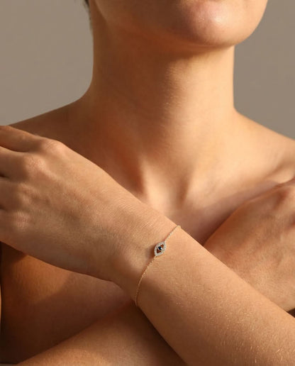 Evil Eye Bracelet, Protection Jewelry Gift for Her - 925k Sterling Silver