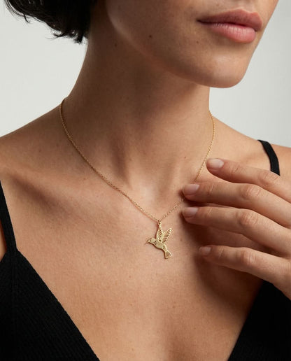 Minimal Mockingbird Necklace, Lucky Talisman - Dainty Jewelry