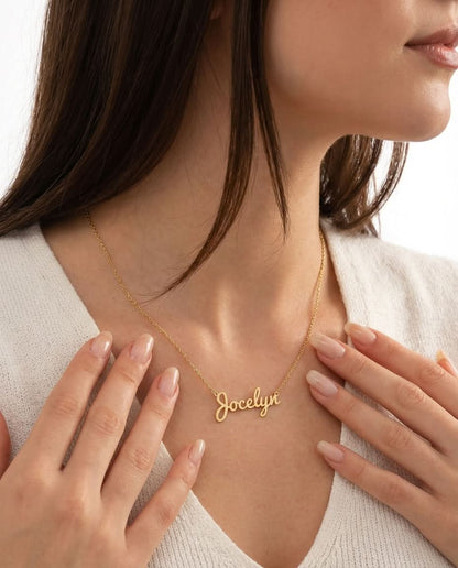 Custom Name Necklace, Personalized Gold Name Jewelry - 925k Sterling Silver