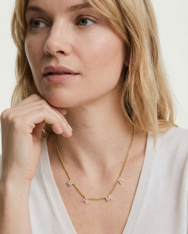 MAMA Letter Necklace with Curb Chain - Initial Jewelry