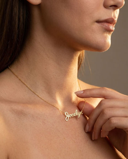 Custom Name Necklace, Personalized Gold Name Jewelry - 925k Sterling Silver