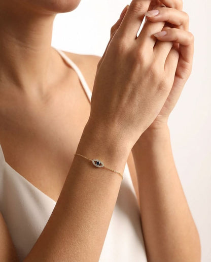 Evil Eye Bracelet, Protection Jewelry Gift for Her - 925k Sterling Silver