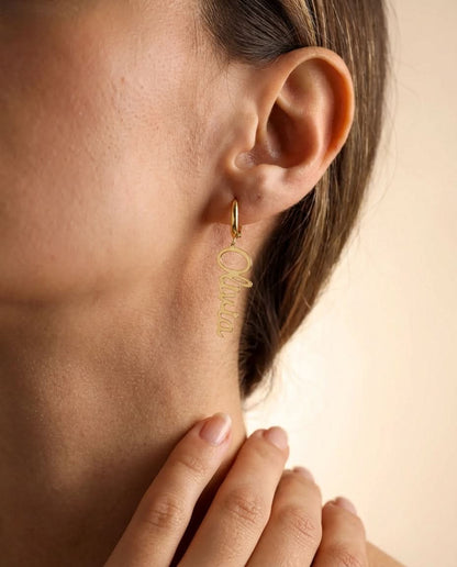 Custom Name Earrings, Personalized Gold Drop Earrings