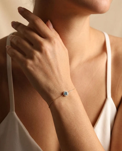 Round Aquamarine Birthstone Bracelet - Aquamarine Jewelry