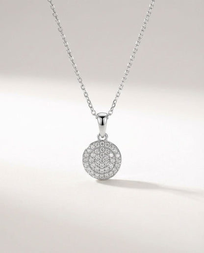 14k Gold Halo Necklace - 925k Sterling Silver