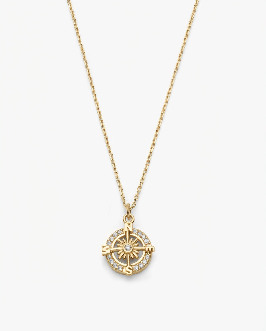 Minimalist Compass Necklace Travel Gift - Travel Jewelry