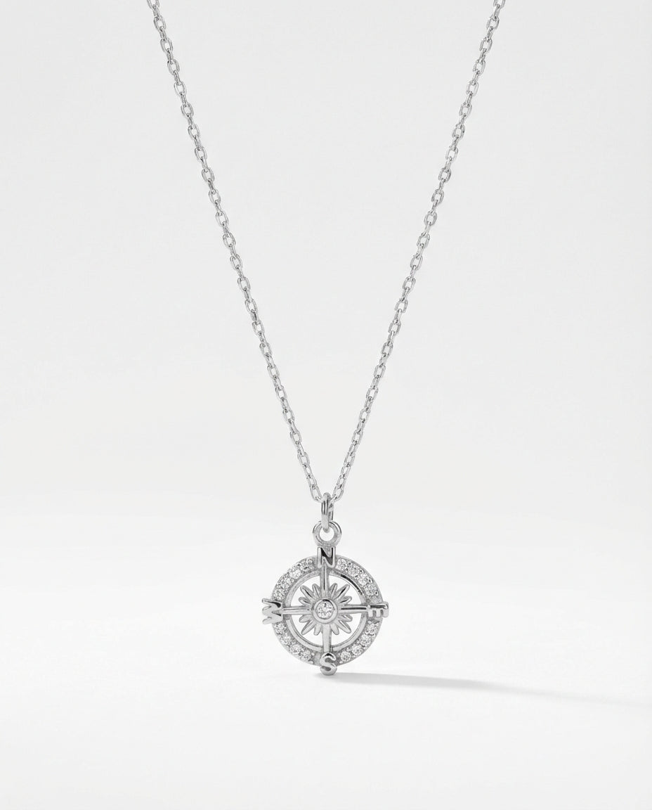 Minimalist Compass Necklace Travel Gift - Travel Jewelry