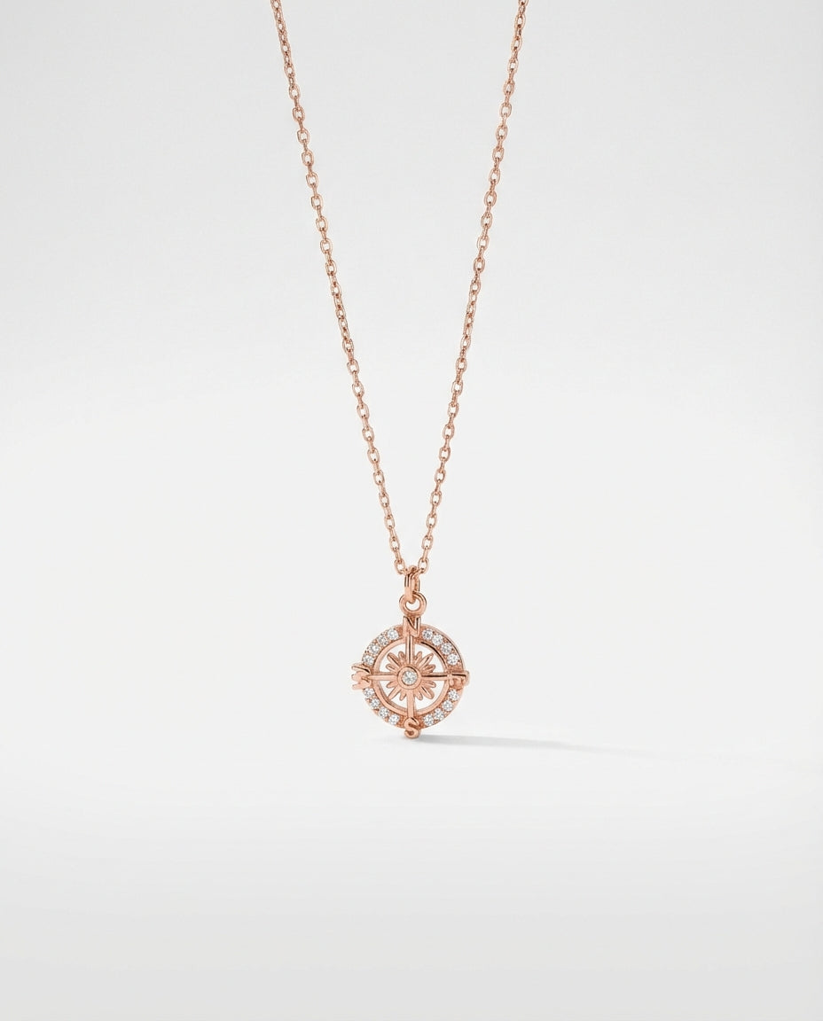 Minimalist Compass Necklace Travel Gift - Travel Jewelry