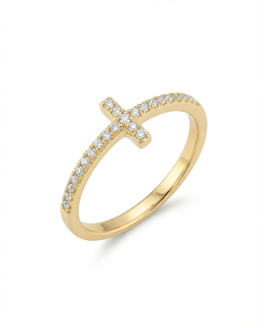 Cross Ring, Rose Gold Dainty Ring