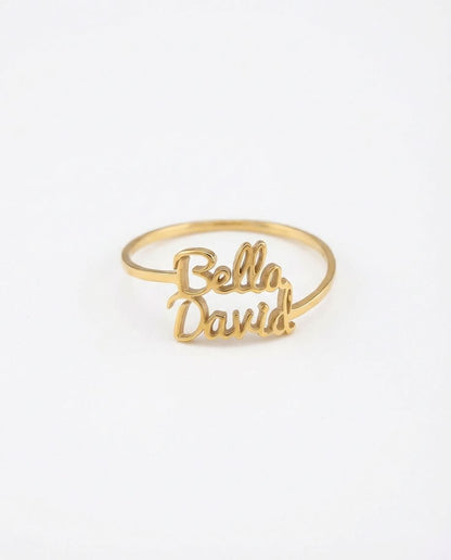 Custom Name Ring, Personalized Two Name Gold Ring