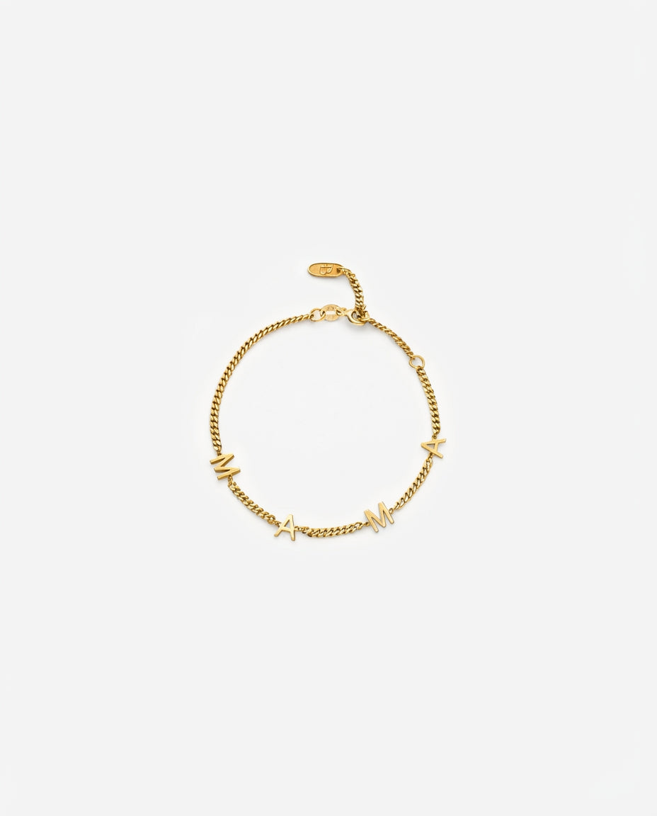 MAMA Letter Bracelet with Curb Chain - Mother Jewelry