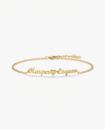 Two Name Bracelet - Personalized Double Name Jewelry - Custom Gift for Her