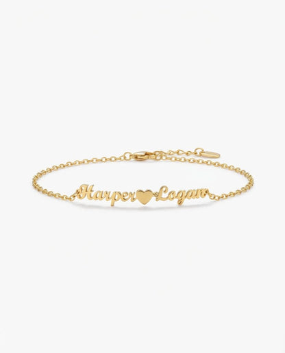 Two Name Bracelet - Personalized Double Name Jewelry - Custom Gift for Her