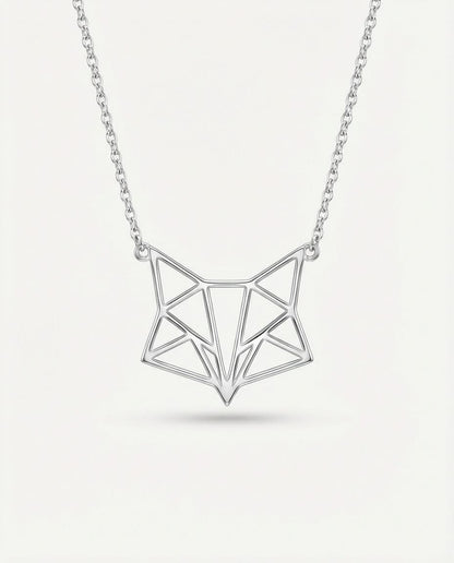 Geometric Origami Fox Necklace - 925k Sterling Silver
