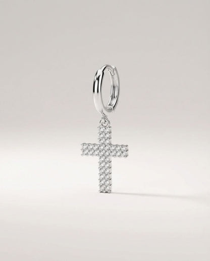 Gold Cross Hoop Earrings, Religious Jewelry