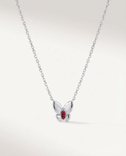 Butterfly Pendant Necklace with Birthstone