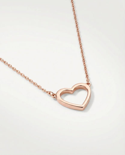 Gold Heart Necklace, Dainty Heart Pendant - 925k Sterling Silver